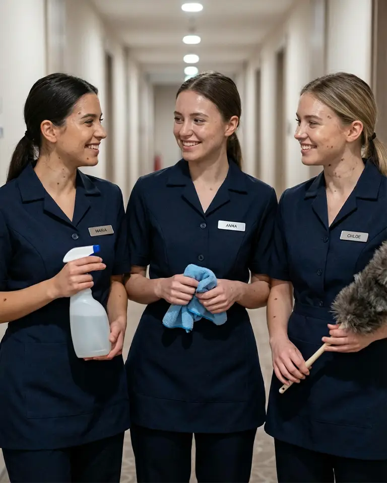 Flexible and durable work trousers for staff, a key part of our Housekeeping Uniforms Dubai range.