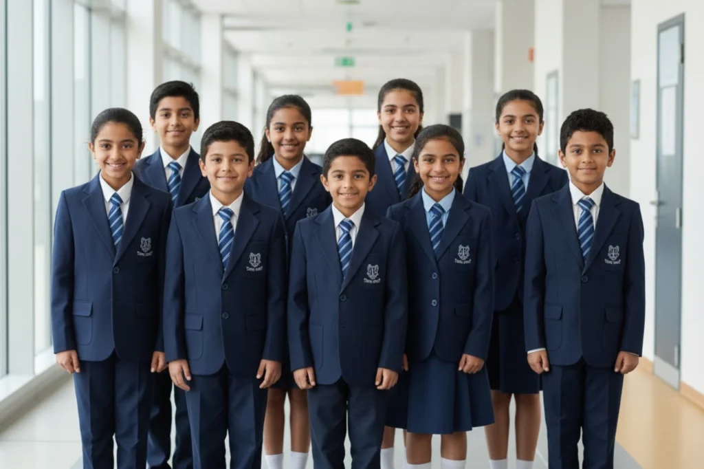 Tailored boys' shirts and trousers manufactured by School Uniform Manufacturers Dubai.