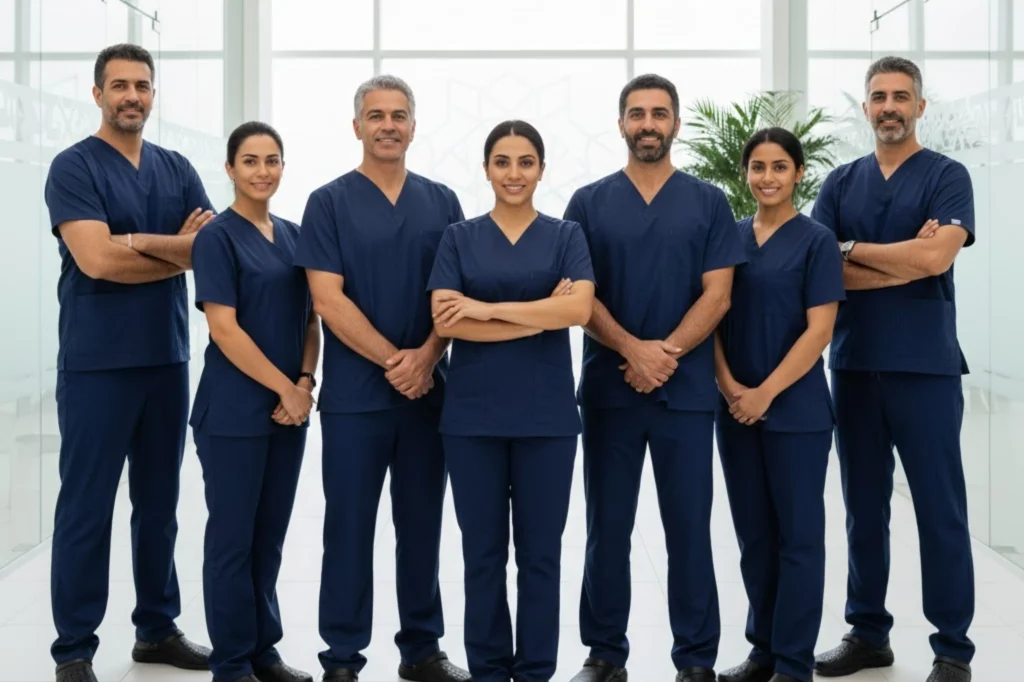 Versatile and comfortable V-neck Medical Scrubs Dubai suitable for all hospital departments.